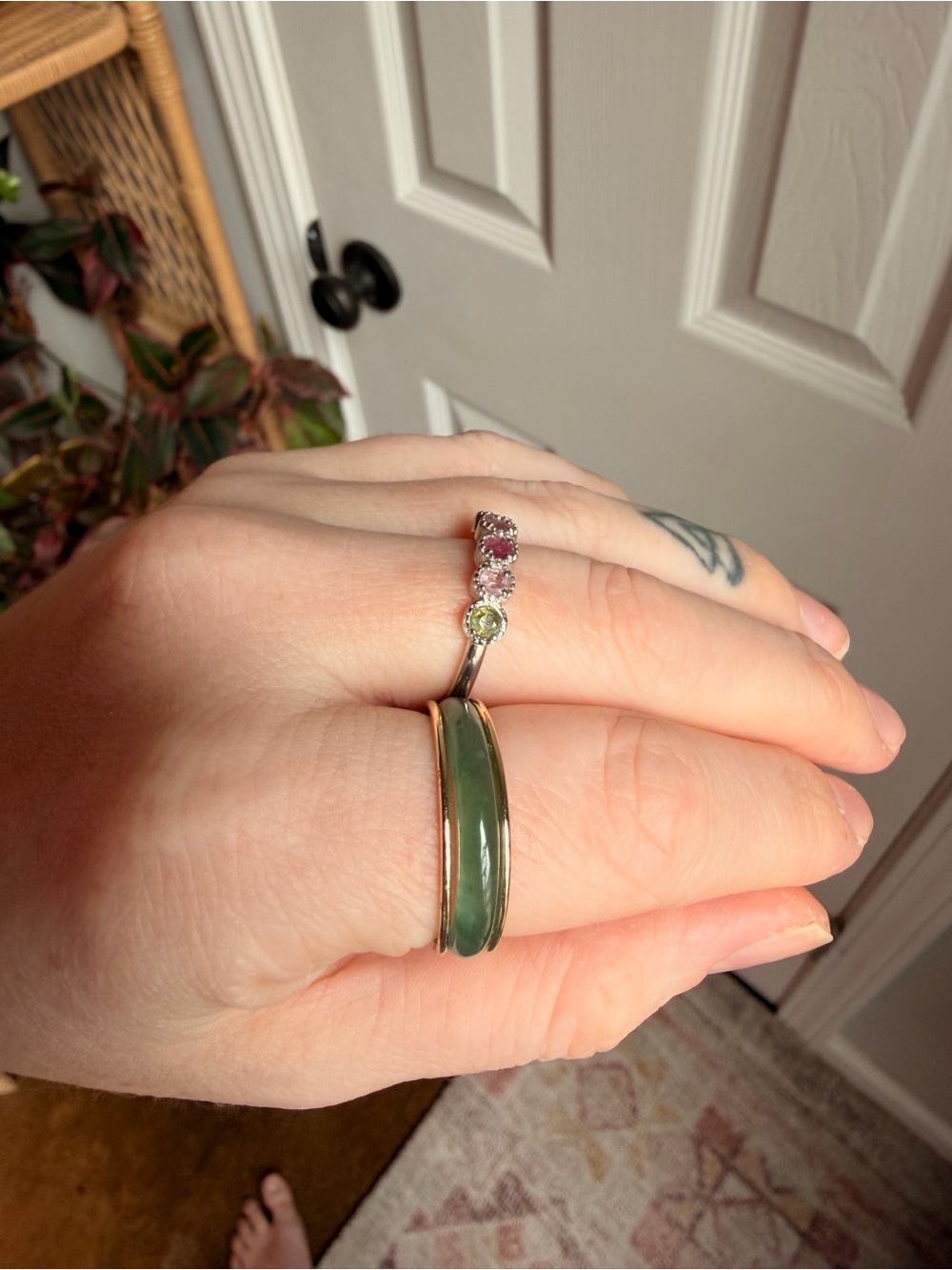 Multicolor Gemstone Stackable Ring - adjustable - Picture 5 of 7